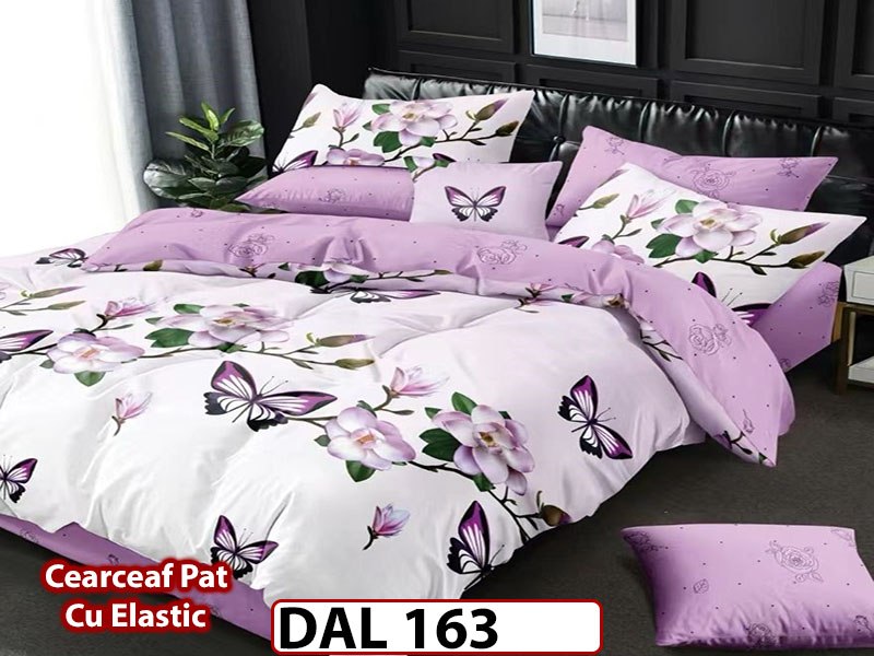 Lenjerie din finet cu 6 piese si cearceaf cu Elastic - DAL163