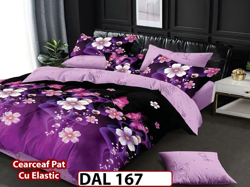 Lenjerie din finet cu 6 piese si cearceaf cu Elastic - DAL167