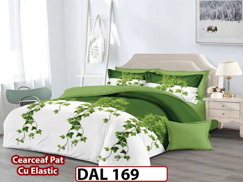 Lenjerie din finet cu 6 piese si cearceaf cu Elastic - DAL169