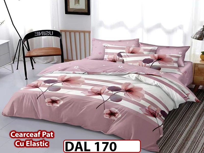 Lenjerie din finet cu 6 piese si cearceaf cu Elastic - DAL170