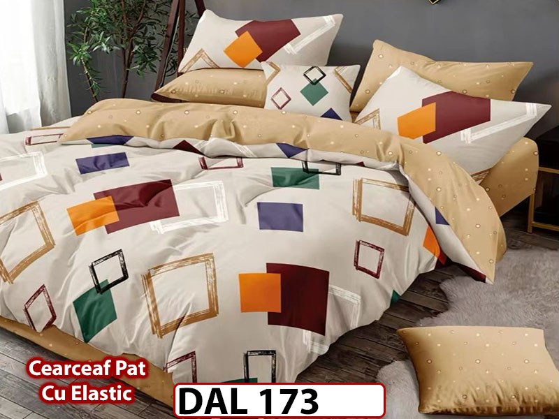 Lenjerie din finet cu 6 piese si cearceaf cu Elastic - DAL173