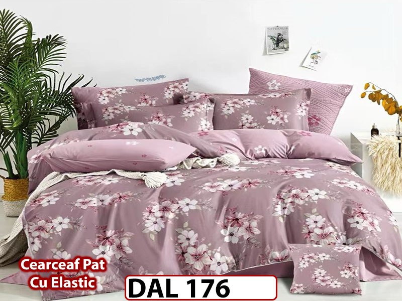 Lenjerie din finet cu 6 piese si cearceaf cu Elastic - DAL176