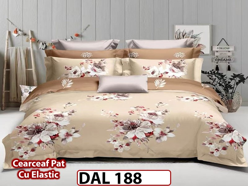 Lenjerie din finet cu 6 piese si cearceaf cu Elastic - DAL188