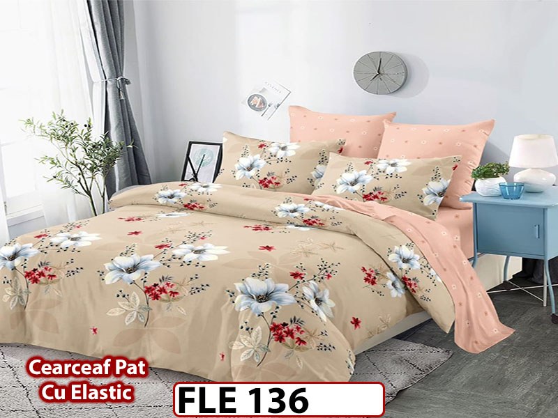 Lenjerie din finet 6 piese si cearceaf cu elastic - FLE136