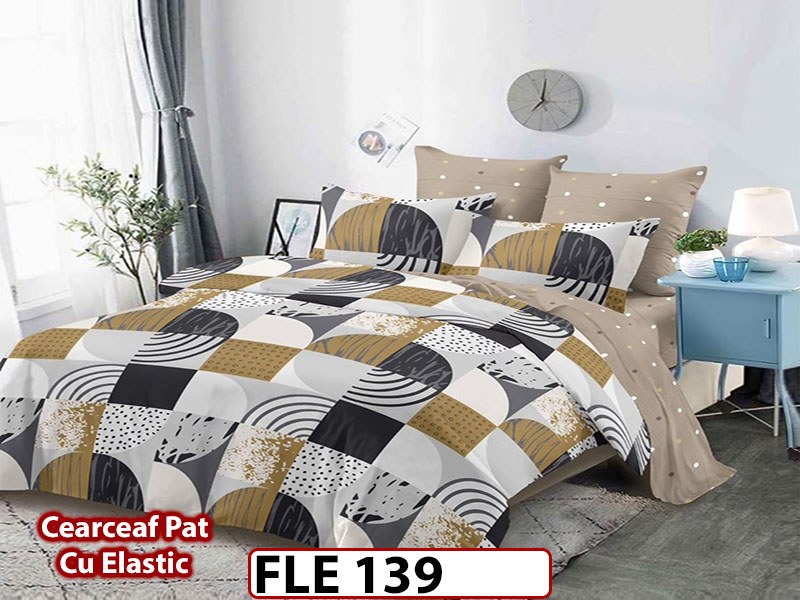 Lenjerie din finet 6 piese si cearceaf cu elastic - FLE139