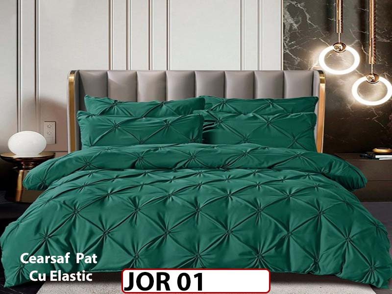 Lenjerie 160X200 din Finet 6 piese cu pliuri cu Cearceaf Elastic - JOR01