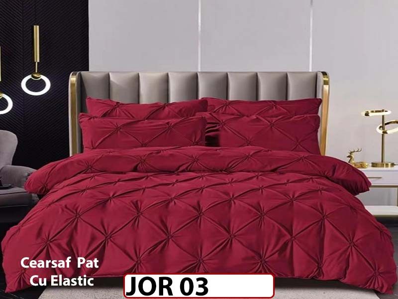 Lenjerie 160X200 din Finet 6 piese cu pliuri cu Cearceaf Elastic - JOR03