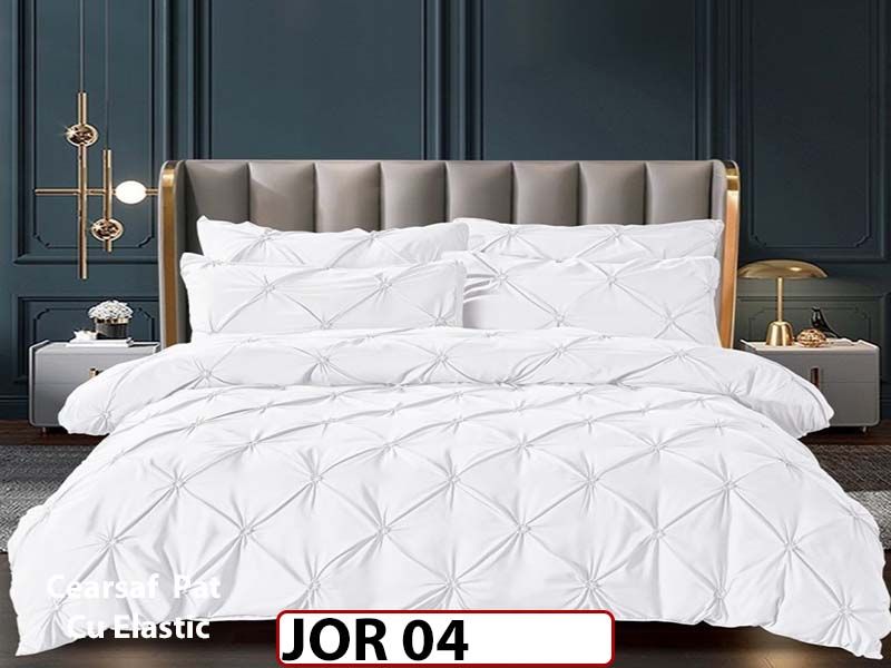 Lenjerie 160X200 din Finet 6 piese cu pliuri cu Cearceaf Elastic - JOR04