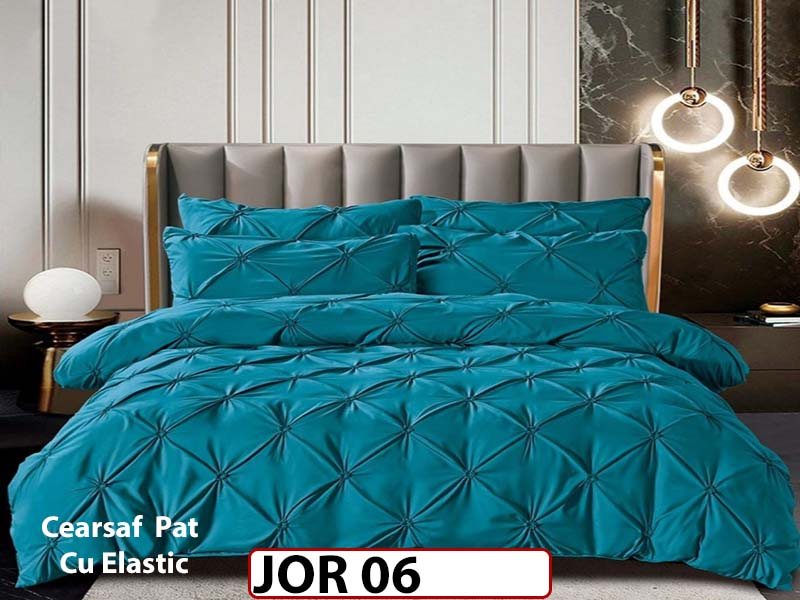 Lenjerie 160X200 din Finet 6 piese cu pliuri cu Cearceaf Elastic - JOR06