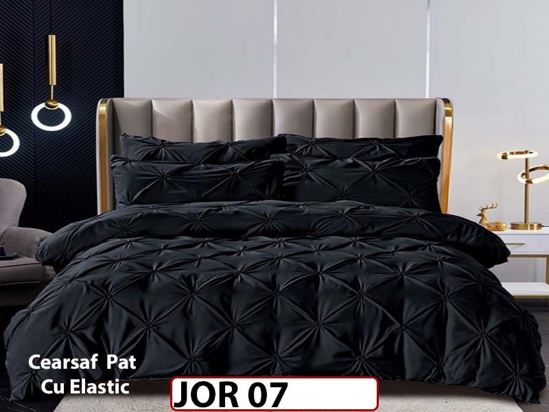 Lenjerie 160X200 din Finet 6 piese cu pliuri cu Cearceaf Elastic - JOR07