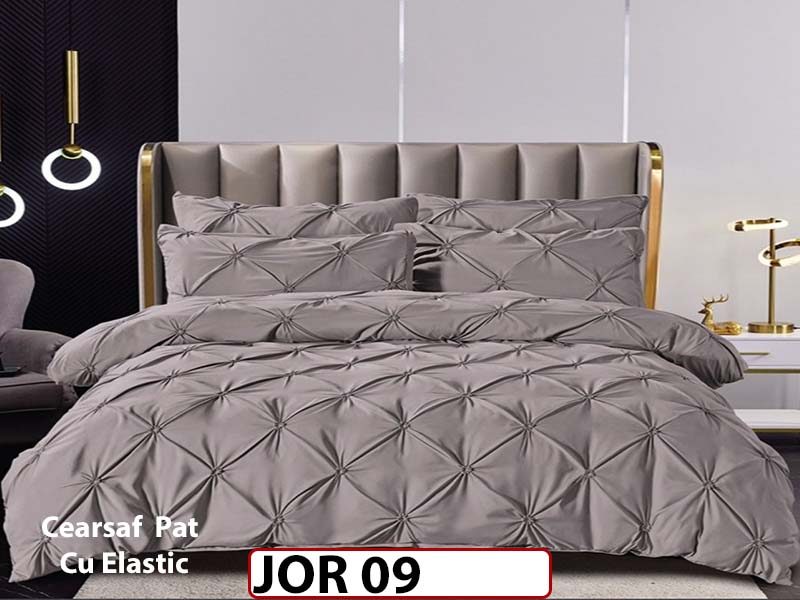 Lenjerie 160X200 din Finet 6 piese cu pliuri cu Cearceaf Elastic - JOR09