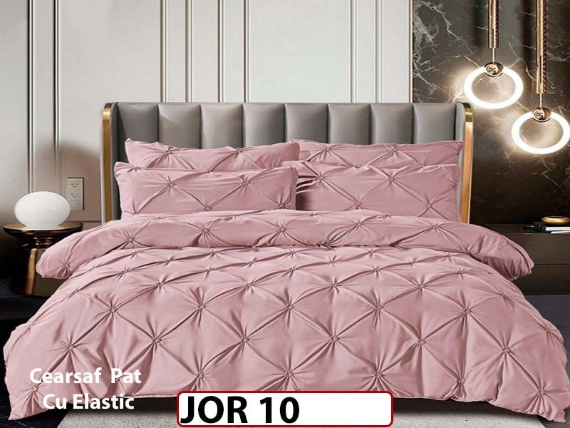 Lenjerie 160X200 din Finet 6 piese cu pliuri cu Cearceaf Elastic - JOR10