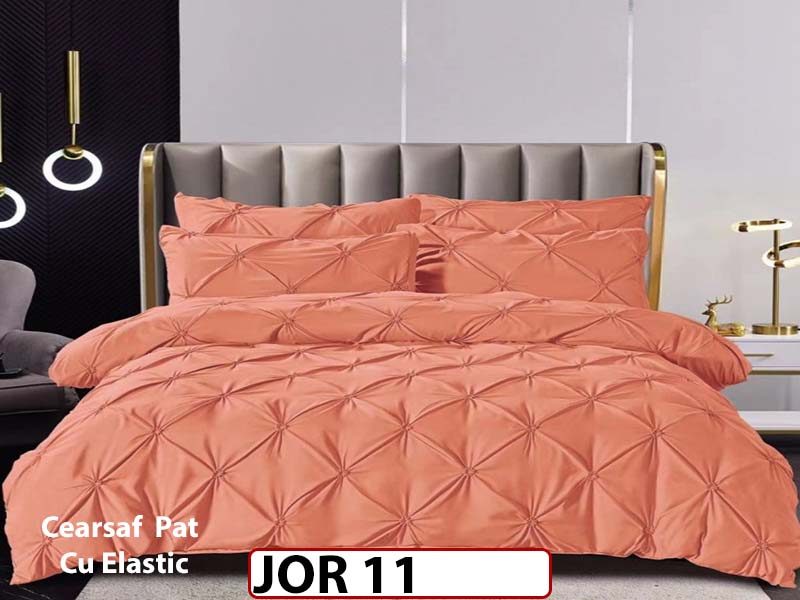 Lenjerie 160X200 din Finet 6 piese cu pliuri cu Cearceaf Elastic - JOR11