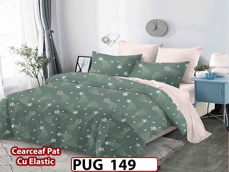 Lenjerie din finet 6 piese si cearceaf cu Elastic - PUG149