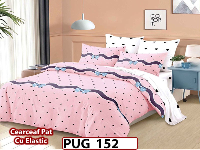 Lenjerie din finet 6 piese si cearceaf cu Elastic - PUG152