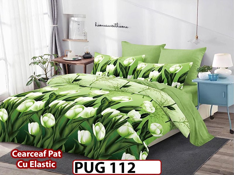 Lenjerie din finet 6 piese si cearceaf cu Elastic - PUG112