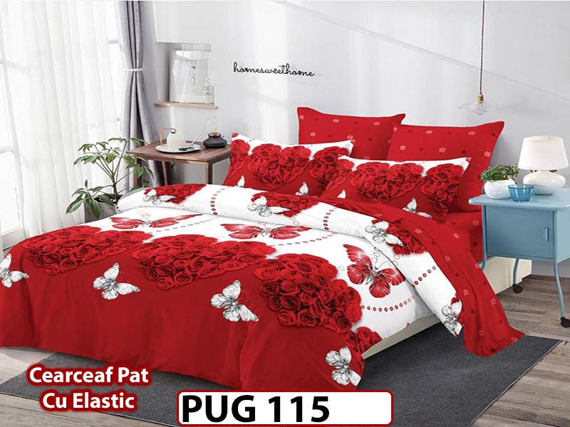 Lenjerie din finet 6 piese si cearceaf cu Elastic - PUG115