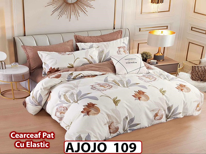 Lenjerie din finet 6 piese si cearceaf cu Elastic - AJOJO109