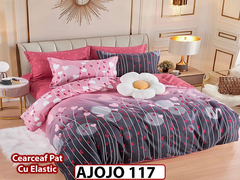 Lenjerie din finet 6 piese si cearceaf cu Elastic - AJOJO117