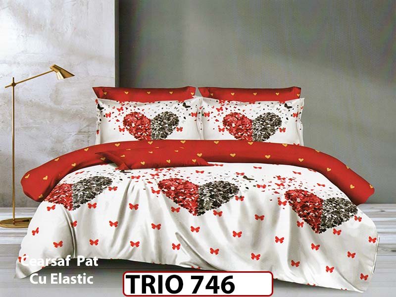 Lenjerie din finet  6 piese cearceaf cu elastic - TRIO746