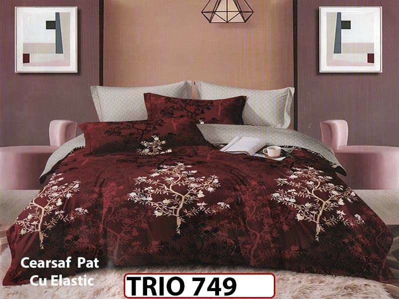 Lenjerie din finet  6 piese cearceaf cu elastic - TRIO749
