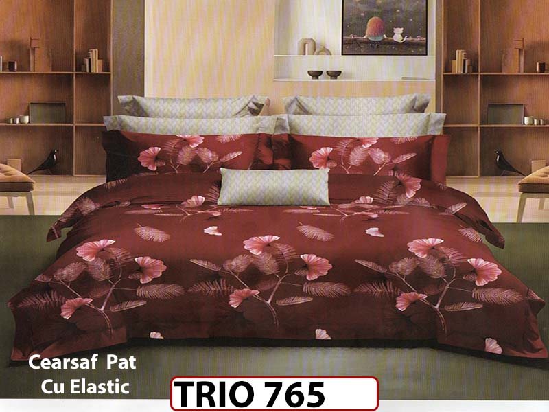 Lenjerie din finet  6 piese cearceaf cu elastic - TRIO765