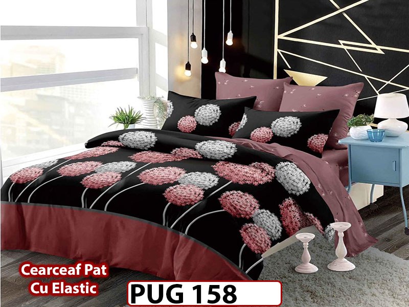 Lenjerie din finet 6 piese si cearceaf cu Elastic - PUG158