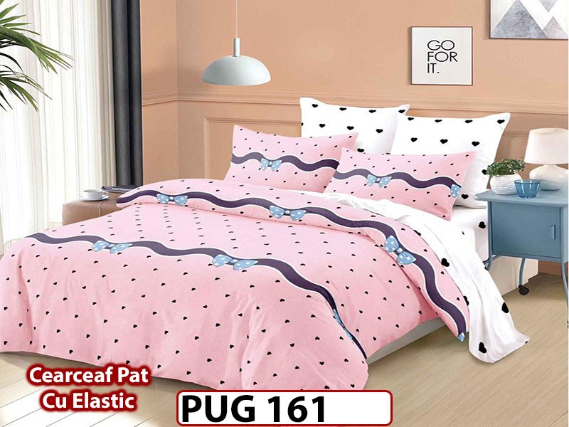 Lenjerie din finet 6 piese si cearceaf cu Elastic - PUG161