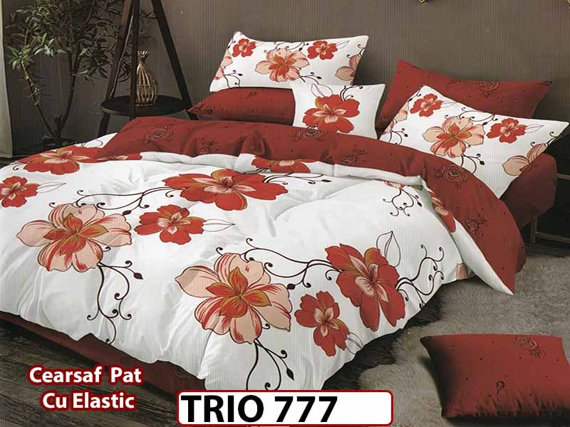 Lenjerie din finet  6 piese cearceaf cu elastic - TRIO777