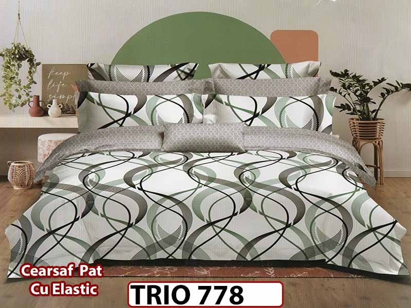 Lenjerie din finet 6 piese cearceaf cu elastic - TRIO778