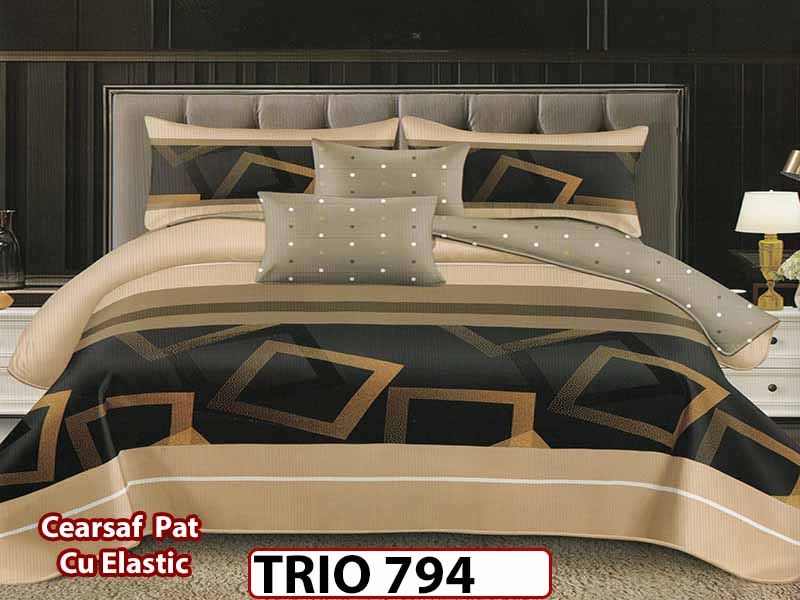 Lenjerie din finet 6 piese cearceaf cu elastic - TRIO794