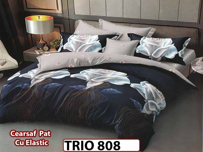 Lenjerie din finet  6 piese cearceaf cu elastic - TRIO808