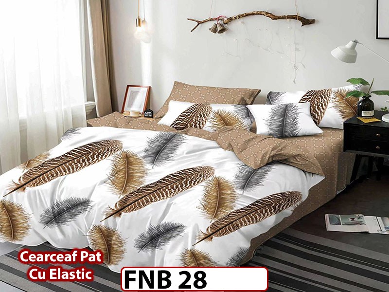 Lenjerie din finet  4 piese si cearceaf cu elastic - FNB28