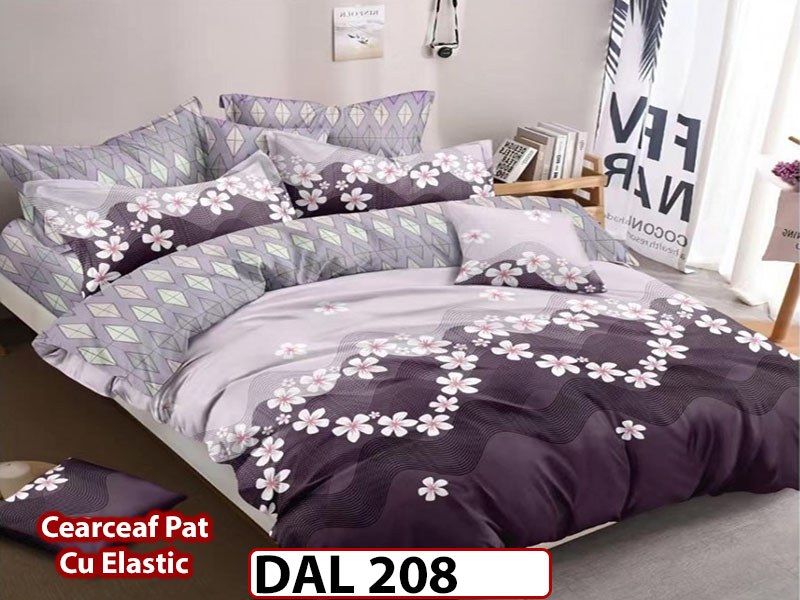 Lenjerie din finet cu 6 piese si cearceaf cu Elastic - DAL208