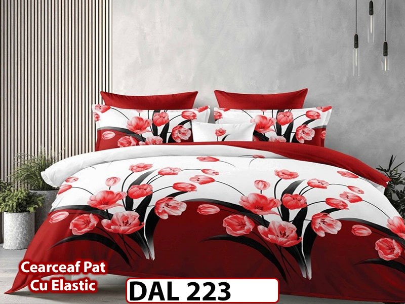 Lenjerie din finet cu 6 piese si cearceaf cu Elastic - DAL223