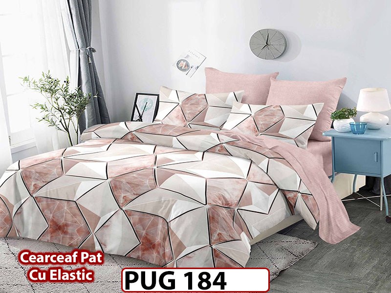 Lenjerie din finet 6 piese si cearceaf cu Elastic - PUG184