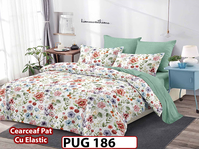 Lenjerie din finet 6 piese si cearceaf cu Elastic - PUG186