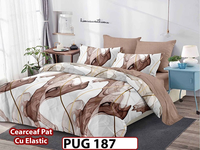 Lenjerie din finet 6 piese si cearceaf cu Elastic - PUG187