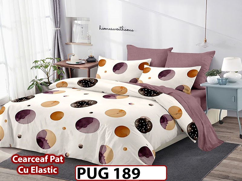 Lenjerie din finet 6 piese si cearceaf cu Elastic - PUG189