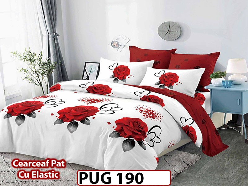 Lenjerie din finet 6 piese si cearceaf cu Elastic - PUG190