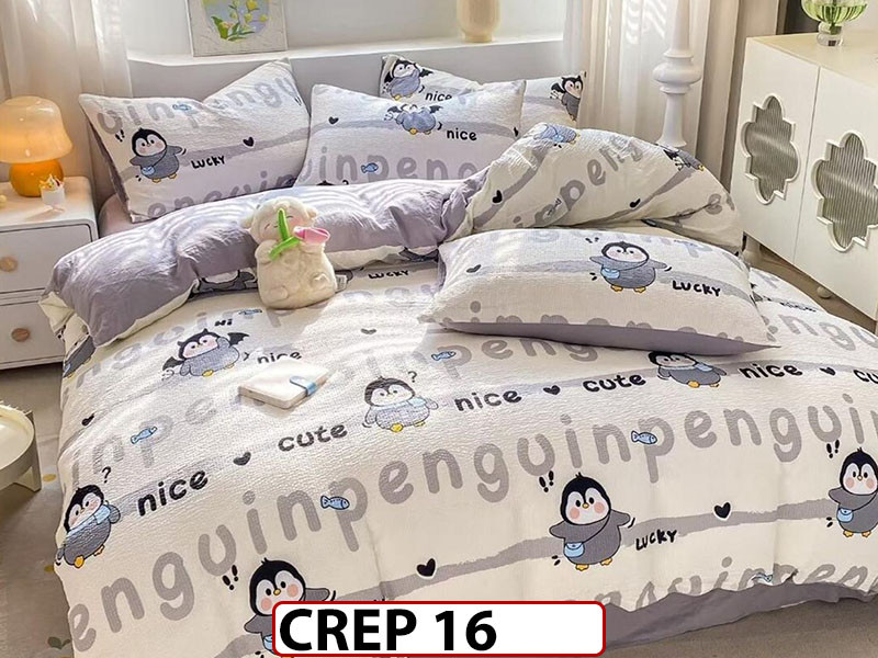 Lenjerie creponata din Finet 1 persoana cu elastic - CREP16