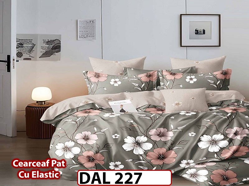 Lenjerie din finet cu 6 piese si cearceaf cu Elastic - DAL227