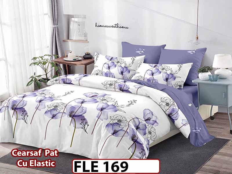 Lenjerie din finet 6 piese si cearceaf cu elastic - FLE169