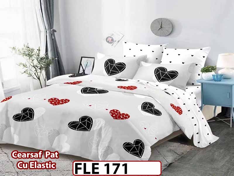 Lenjerie din finet 6 piese si cearceaf cu elastic - FLE171