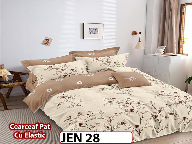 Lenjerie din finet cu 6 piese si cearceaf cu Elastic - JEN28