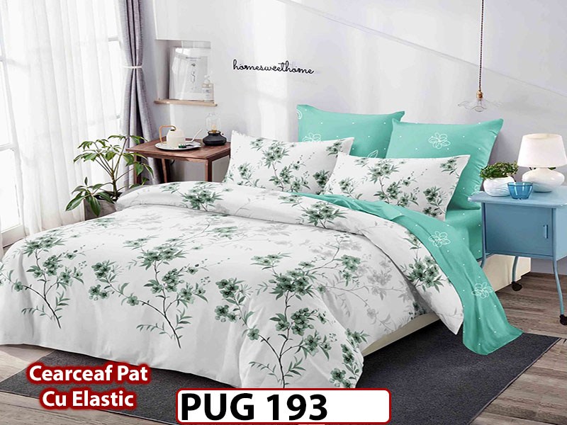 Lenjerie din finet 6 piese si cearceaf cu Elastic - PUG193