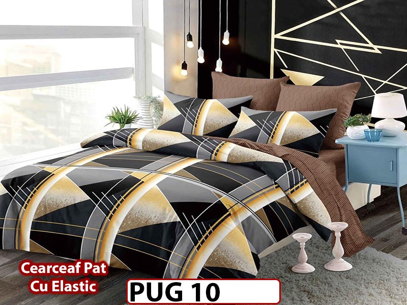 Lenjerie din finet 6 piese si cearceaf cu Elastic - PUG10