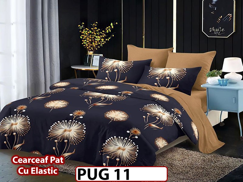 Lenjerie din finet 6 piese si cearceaf cu Elastic - PUG11