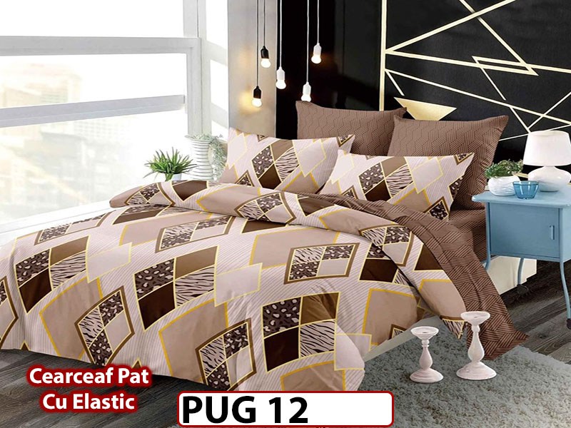 Lenjerie din finet 6 piese si cearceaf cu Elastic - PUG12