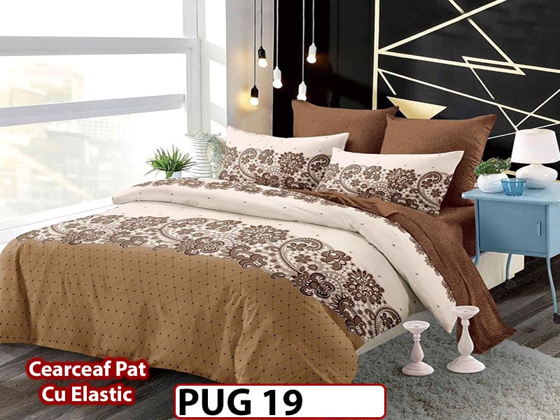 Lenjerie din finet 6 piese si cearceaf cu Elastic - PUG19